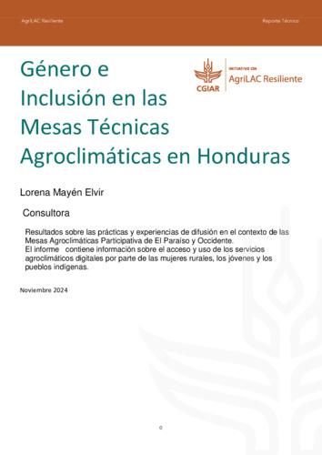 Género e inclusión en las Mesas Técnicas Agroclimáticas en Honduras