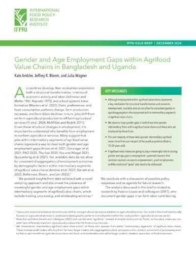 Gender and age employment gaps within agrifood value chains in Bangladesh and Uganda