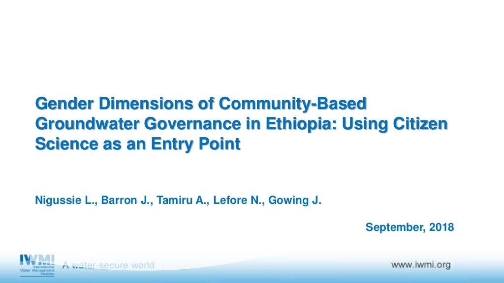 Gender dimensions of community-based groundwater governance in Ethiopia: using citizen science as an entry point