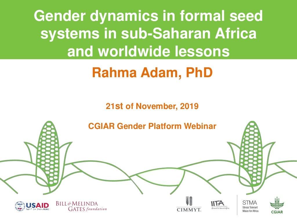 Gender dynamics in formal seed systems in Sub-Saharan Africa and worldwide lessons