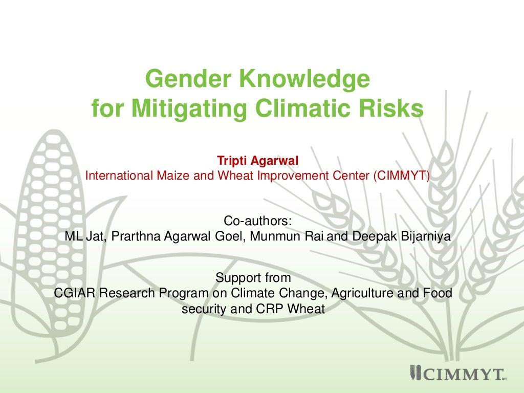 Gender knowledge for mitigating climatic risks