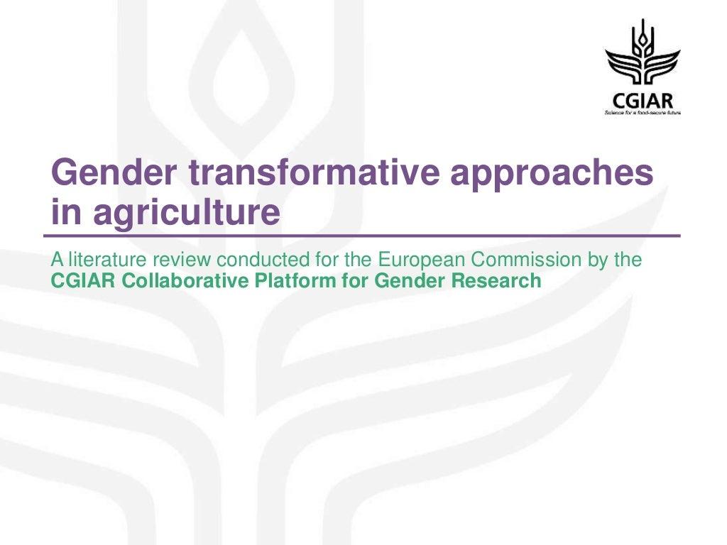 Gender transformative approaches in agriculture