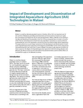 Impact of development and dissemination of Integrated Aquaculture-Agriculture (IAA) Technologies in Malawi