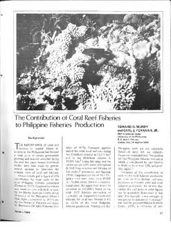 The contribution of coral reef fisheries to Philippine fisheries production