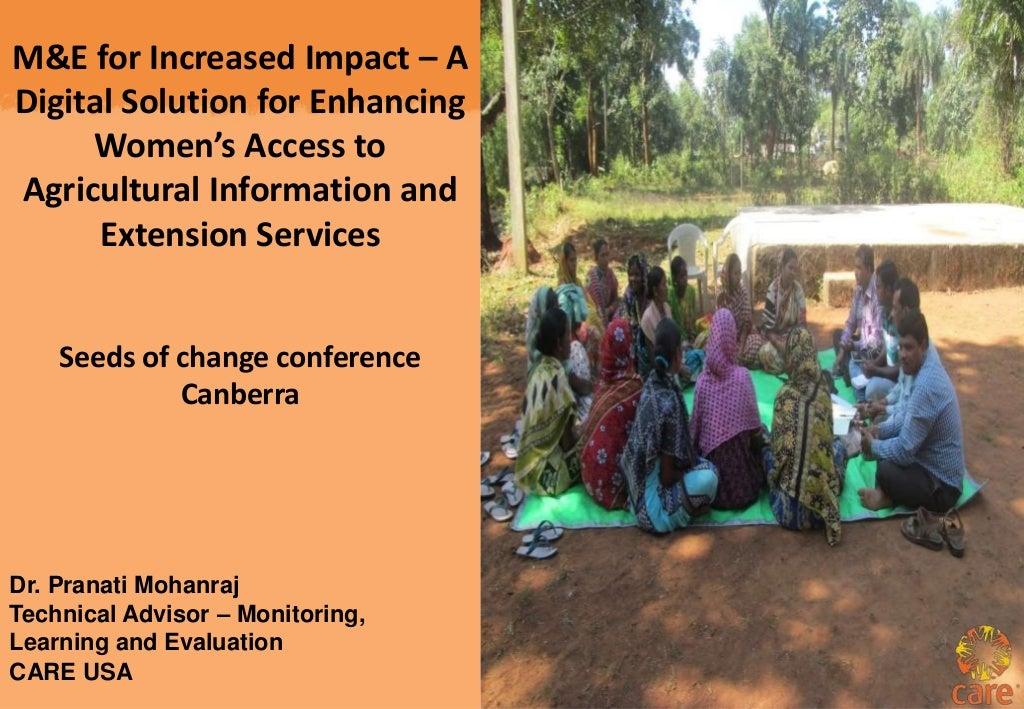 M&E for increased impact - a digital solution for enhancing women's access to agricultural information and extension services