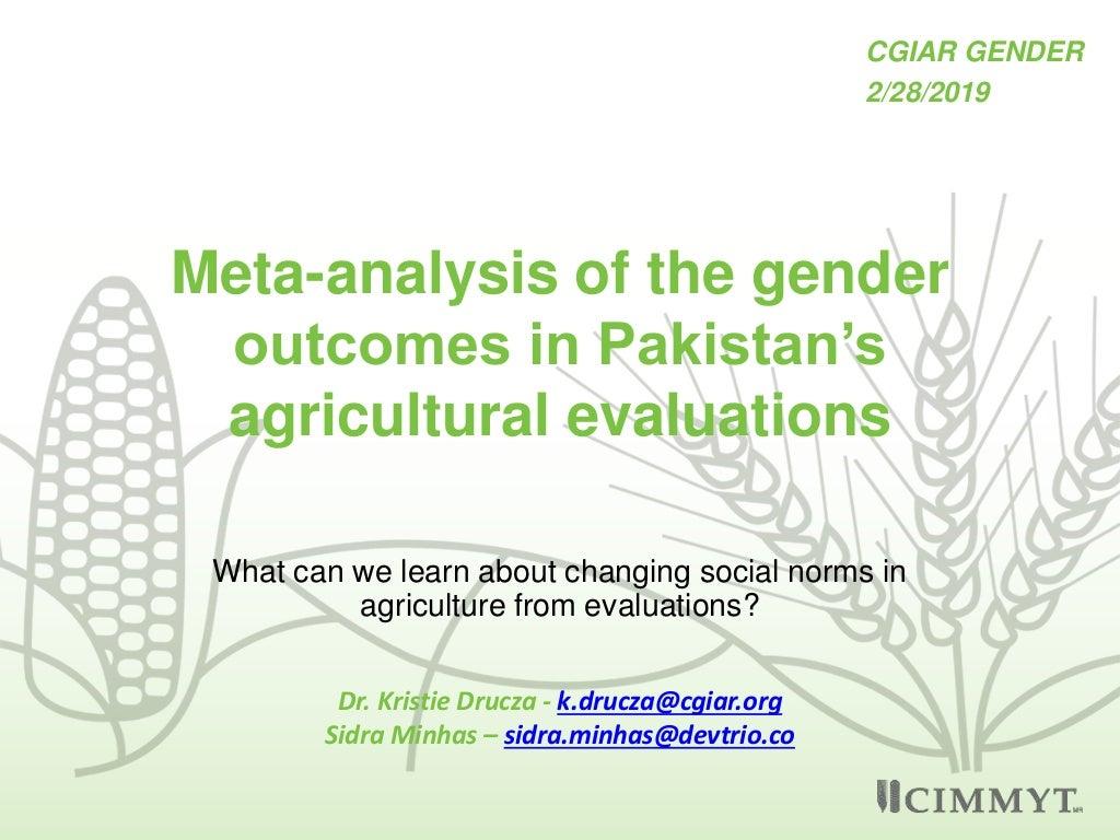 Meta-analysis of the gender outcomes in Pakistan's agricultural evaluations