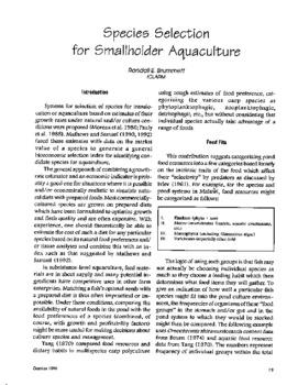 Species selection for smallholder aquaculture