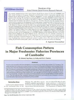 Fish consumption pattern in major freshwater fisheries provinces of Cambodia