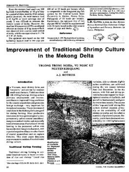 Improvement of traditional shrimp culture in the Mekong Delta