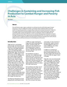 Challenges in sustaining and increasing fish production to combat hunger and poverty in Asia