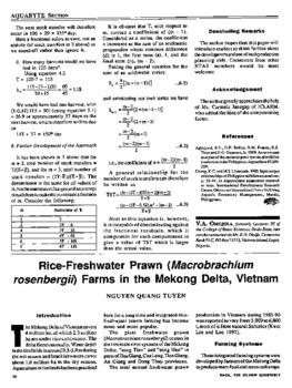 Rice-freshwater prawn (Macrobrachium rosenbergii) farms in the Mekong Delta, Vietnam