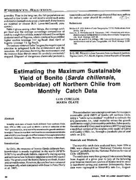 Estimating the maximum sustainable yield of bonito (Sarda chiliensis, Scombridae) of northern Chile from monthly catch data