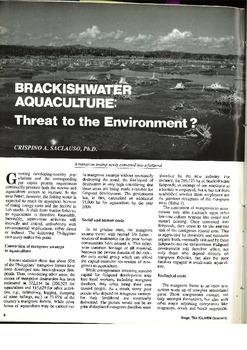 Brackishwater aquaculture: threat to the environment
