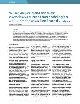 Valuing Africa's inland fisheries: overview of current methodologies with an emphasis on livelihood analysis