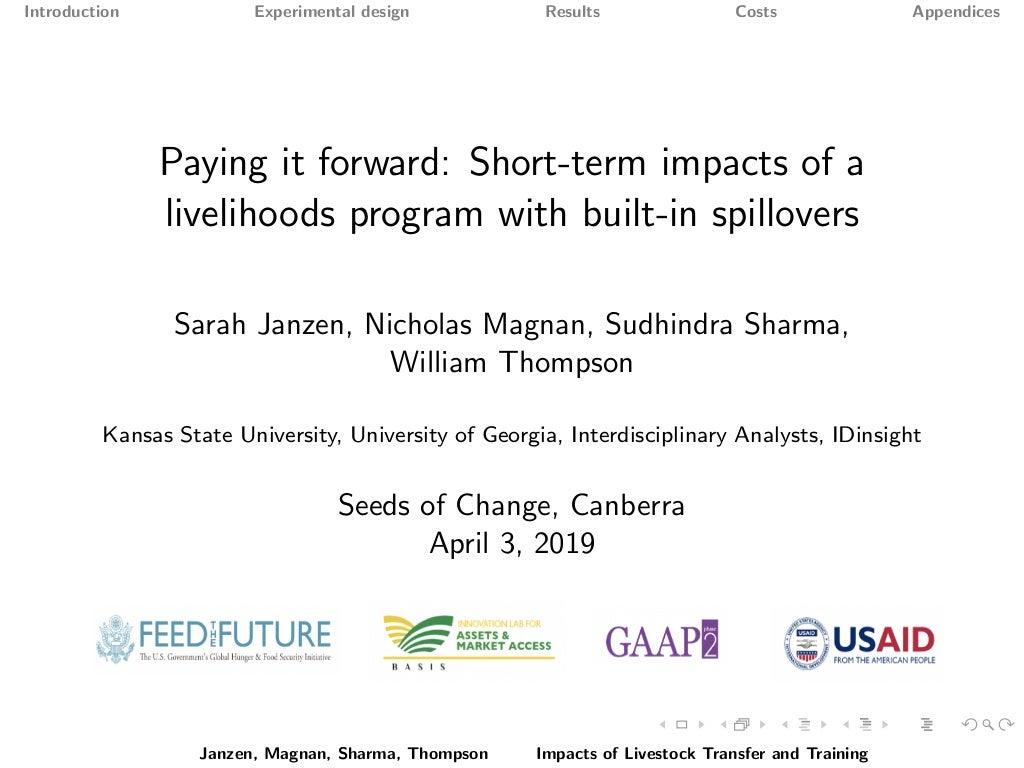 Paying it forward: short-term impacts of a livelihoods program with built-in spillovers