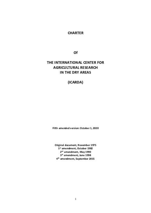 Charter of The International Center for Agricultural Research in the Dry Areas (ICARDA)