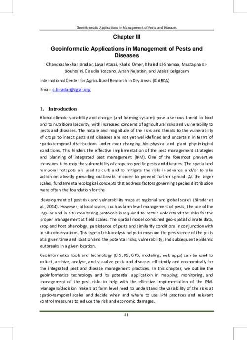 Geoinformatic Application in Management of Pests and Diseases