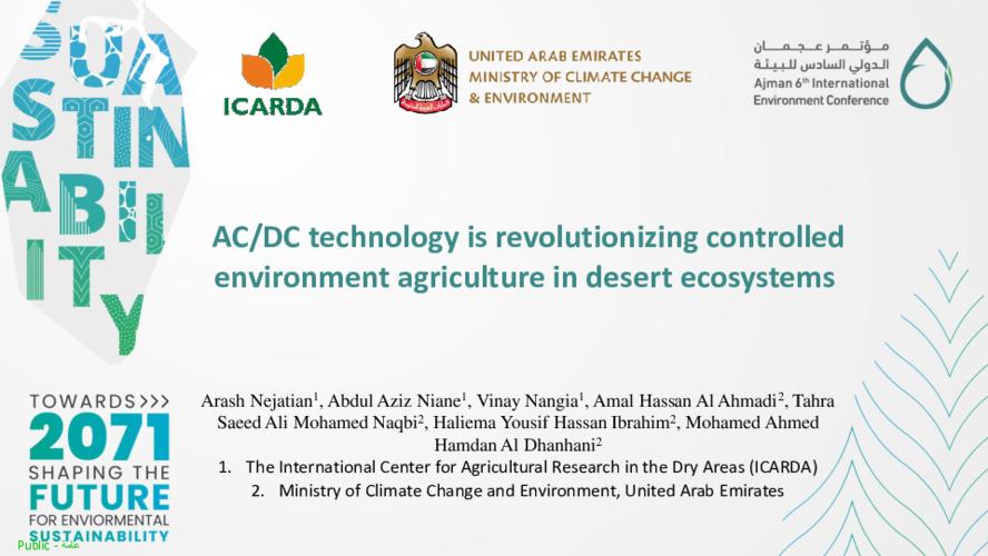 AC/DC technology is revolutionizing controlled environment agriculture in desert ecosystems