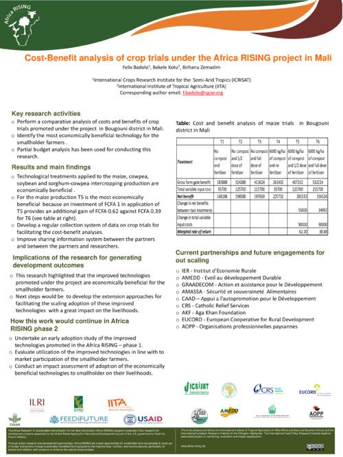 Cost-Benefit analysis of crop trials under the Africa RISING project in Mali