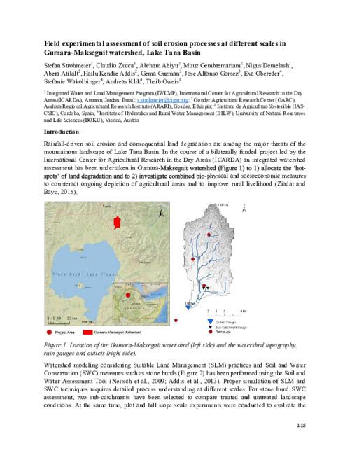 Field experimental assessment of soil erosion processes at different scales in Gumara-Maksegnit watershed