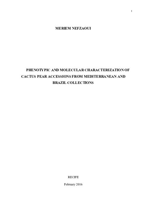 Phenotypic and Molecular Characterization of Cactus Pear Accessions from Mediterranean and Brazil Collections