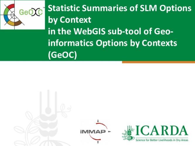 Statistic Summaries of SLM Options by Context in the WebGIS sub-tool of Geoinformatics Options by Contexts (GeOC)