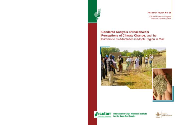 Gendered Analysis of Stakeholder Perceptions of Climate Change, and the Barriers to its Adaptation in Mopti Region in Mali