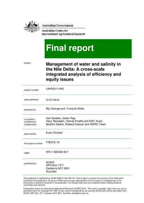 Management of water and salinity in the Nile Delta: A cross-scale integrated analysis of efficiency and equity issues