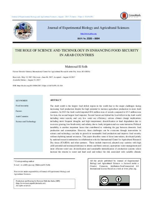 The role of science and technology in enhancing food security in Arab countries