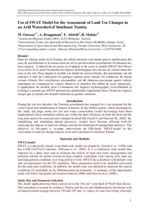 Use of SWAT Model for the Assessment of Land Use Changes in an Arid Watershed of Southeast Tunisia