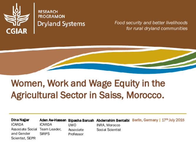 Women, Work and Wage Equity in the Agricultural Sector in Saiss, Morocco