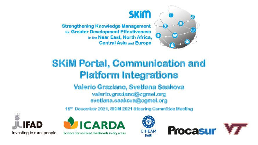 SKiM - Portal, Communication and Developments 2021 Steering Committee