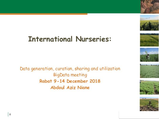 International Nurseries: Data generation, curation, sharing and utilization