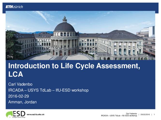 Introduction to Life Cycle Assessment