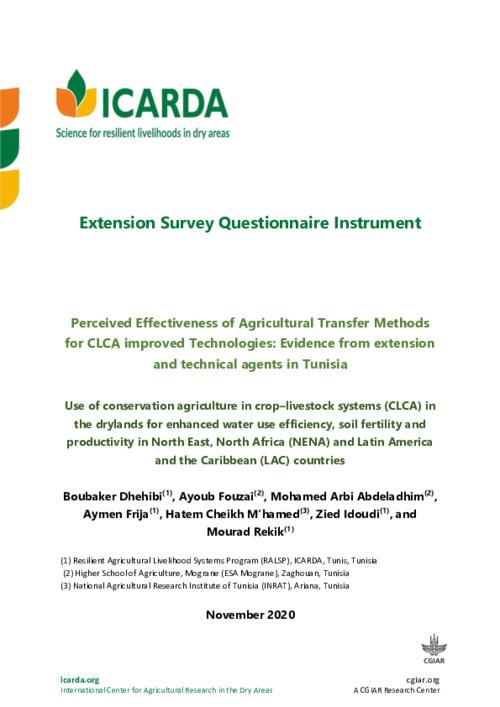 Perceived Effectiveness of Agricultural Transfer Methods for CLCA improved Technologies: Evidence from extension and technical agents in Tunisia