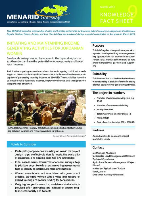 Initiating and maintaining income generating activities for Jordanian women