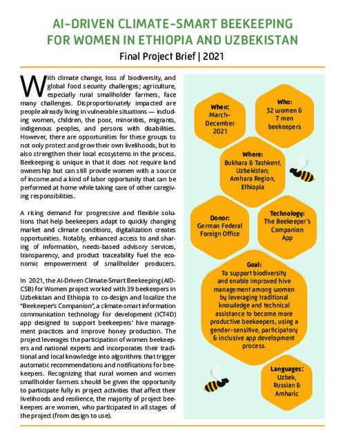 AI-Driven Climate Smart Beekeeping for Women | 2021 Project Report Brief
