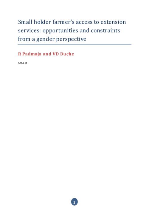 Small holder farmer’s access to extension services: opportunities and constraints from a gender perspective