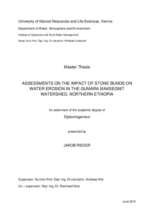 Assessments on the impact of stone bunds on water erosion in the Gumara-Maksegnit watershed, Northern Ethiopia