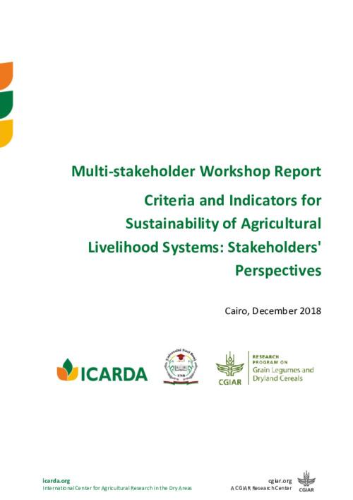 Multi-stakeholder Workshop Report on Criteria and Indicators for Sustainability of Agricultural Livelihood Systems: Stakeholders' Perspectives