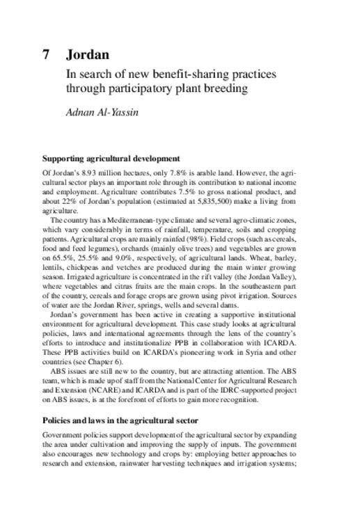 Jordan: In search of new benefit - sharing practices through participatory plant breeding