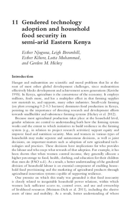 Gendered technology adoption and household food security in semi-arid Eastern Kenya
