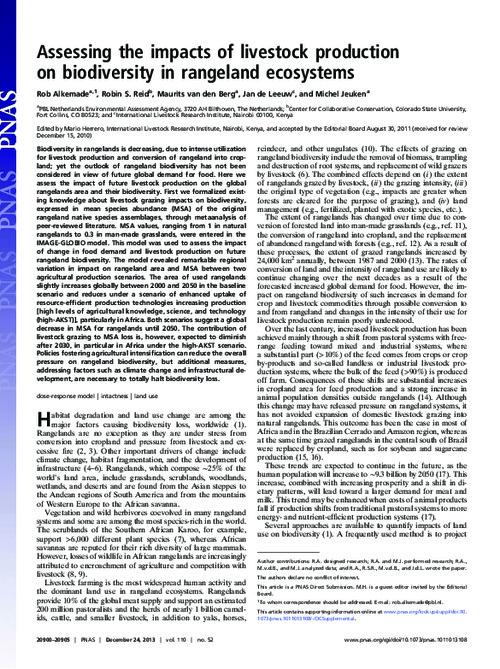 Assessing the impacts of livestock production on biodiversity in rangeland ecosystems