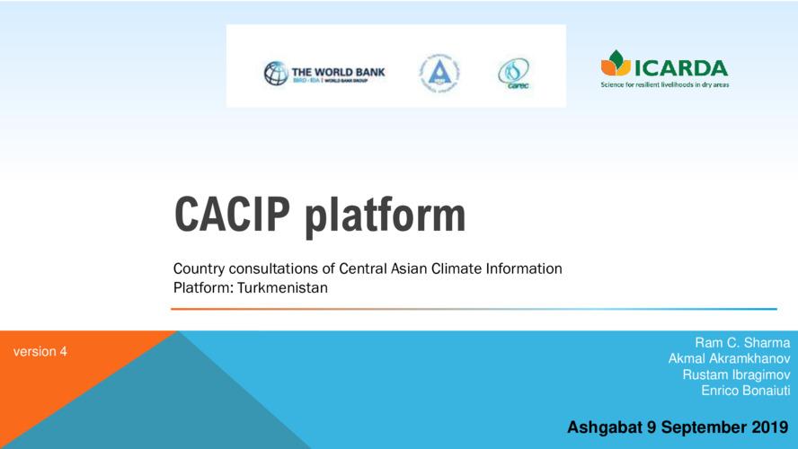 Country consultations of Central Asian Climate Information Platform: Turkmenistan (CACIP)