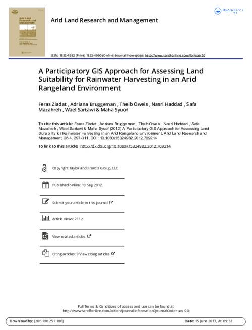 A Participatory GIS Approach for Assessing Land Suitability for Rainwater Harvesting in an Arid Rangeland Environment
