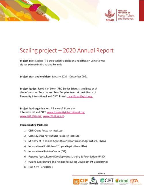 2020 Technical Report - Scaling RTB Crop Variety Validation and Diffusion using Farmer Citizen Science in Ghana and Rwanda