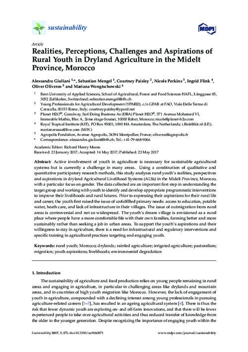 Realities, Perceptions, Challenges and Aspirations of Rural Youth in Dryland Agriculture in the Midelt Province, Morocco