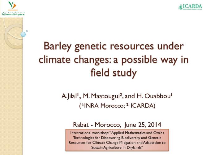 Barley genetic resources under climate changes: a possible way in field study