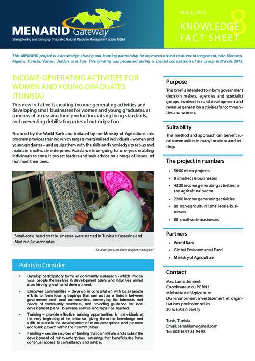 Income-generating activities for women and young graduates (Tunisia)