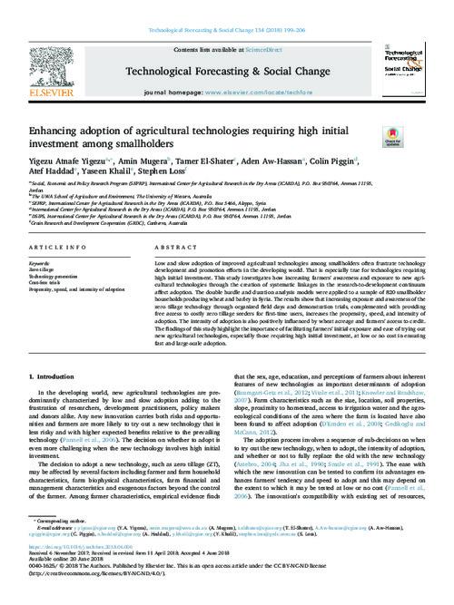 Enhancing adoption of agricultural technologies requiring high initial investment among smallholders